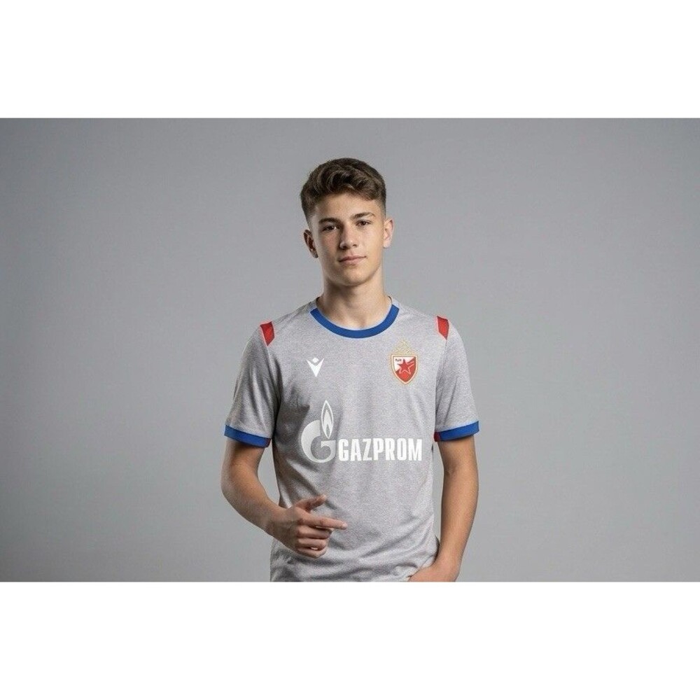 Macron Red Star Belgrade Jersey Youth M JR XXS Grey Soccer Shirt Gazprom Read